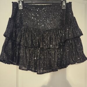 NWT Mustard Seed Black Sequin Mini Skirt Size Large